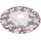 Rustieke Pink Gingham Floral Kerstvakantie Kerstboom Rok (Gekanteld)
