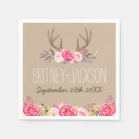 Rustieke Pioen en Herten Antler bruiloft servetten