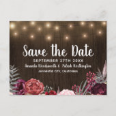 Rustieke Pioen Marsala Land Save The Date Cards Aankondigingskaart (Voorkant)