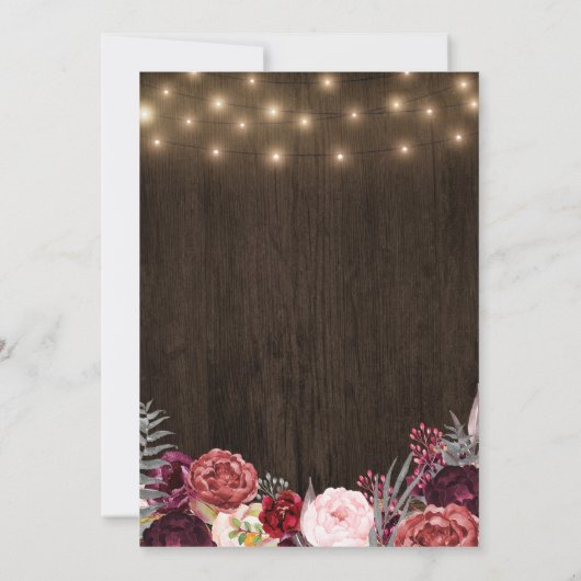 Rustieke Pioen Marsala repetitie diner uitnodiging (Achterkant)