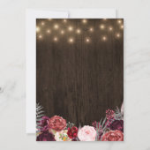 Rustieke Pioen Marsala Verlovingsfeestuitnodiginge Kaart (Achterkant)