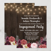 Rustieke Pioen Marsala Verlovingsfeestuitnodiginge Kaart (Voorkant / Achterkant)