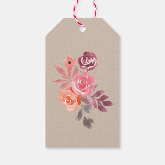 Rustieke Pioenrozen Elegante Script Bruiloft Cadeaulabel (Achterkant)