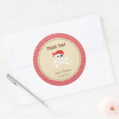 Rustieke Piraat Verjaardag Dank u Sticker Rood (Envelop)