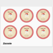 Rustieke Piraat Verjaardag Dank u Sticker Rood (Vel)