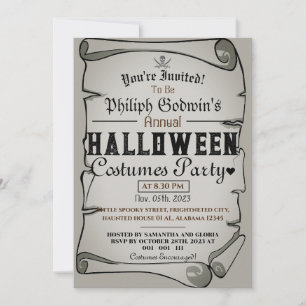 rustieke piraten halloween kostuum feest kaart