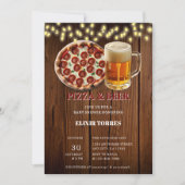 Rustieke Pizza & Bier Baby Shower Kaart (Voorkant)