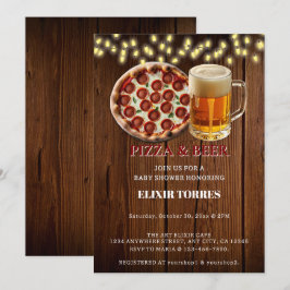 Rustieke Pizza & Bier Baby Shower Kaart