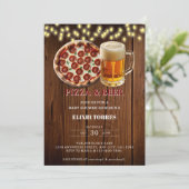 Rustieke Pizza & Bier Baby Shower Kaart (Staand voorkant)
