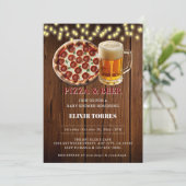Rustieke Pizza & Bier Baby Shower Kaart (Staand voorkant)