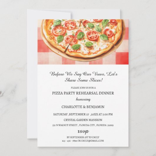Rustieke Pizza Feest Huwelijks Proefdinermiddag Kaart (Voorkant)