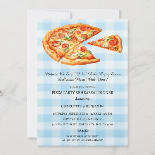 Rustieke Pizza Oefendiner voor de bruiloft Kaart (Voorkant)