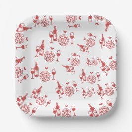 Rustieke Pizza & Wijn Bruidsdouche Papieren Bordje