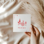 Rustieke Pizza & Wijn Bruiloftsshow Bedankkaart