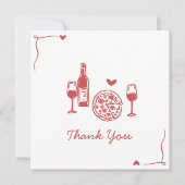 Rustieke Pizza & Wijn Bruiloftsshower Bedankkaart (Voorkant)