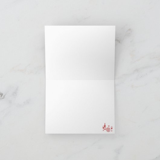 Rustieke Pizza & Wijn Bruiloftsuitnodiging Bedankkaart (Binnen)