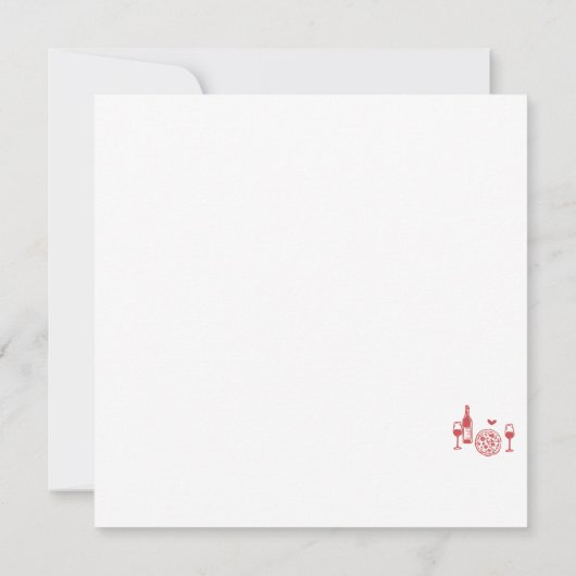 Rustieke Pizza & Wijn Bruiloftsuitnodiging Bedankkaart (Achterkant)