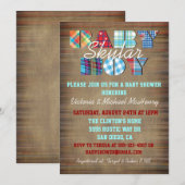 Rustieke Plaid Baby Boy Baby Douche Uitnodigingen (Voorkant / Achterkant)