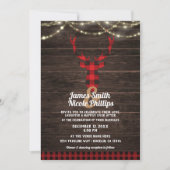 Rustieke Plaid Deer Antlers Hout & String Lights Kaart (Voorkant)
