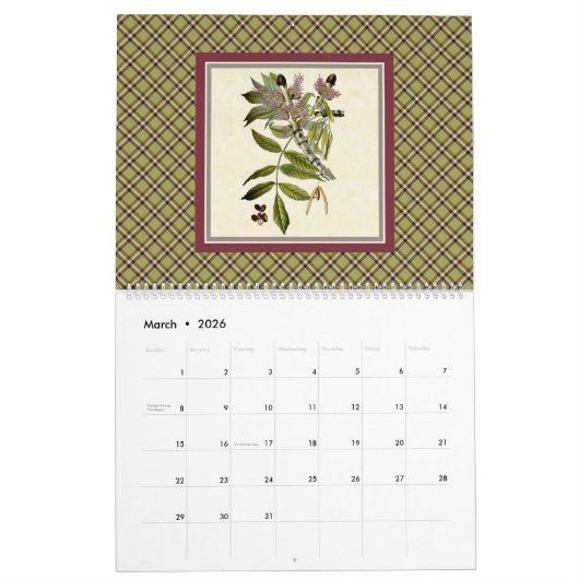 Rustieke Plaid en Natuur 2026 Kalender (Mar 2026)