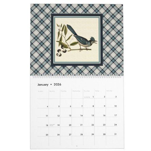 Rustieke Plaid en Natuur 2026 Kalender (Jan 2026)