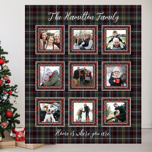 Rustieke Plaid Familie Fotocollage Deken