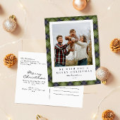 Rustieke Plaid Familiefoto Kerstmis Feestdagenkaart