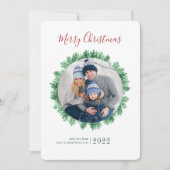 Rustieke Plaid Familiefoto Kerstmis Feestdagenkaart (Voorkant)