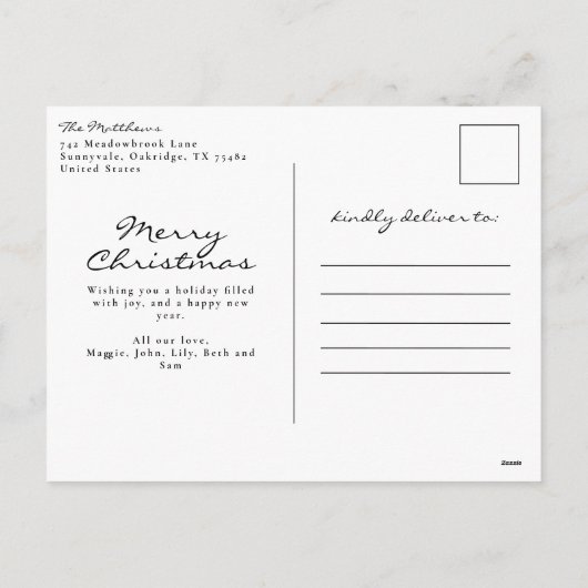 Rustieke Plaid Familiefoto Kerstmis Feestdagenkaart (Achterkant)