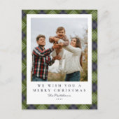 Rustieke Plaid Familiefoto Kerstmis Feestdagenkaart (Voorkant)