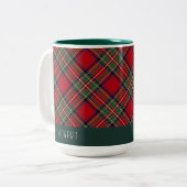 Rustieke Plaid Feestdagen Stewart Tartan Custom Tweekleurige Koffiemok (Voorkant links)