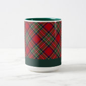 Rustieke Plaid Feestdagen Stewart Tartan Custom Tweekleurige Koffiemok (Center)