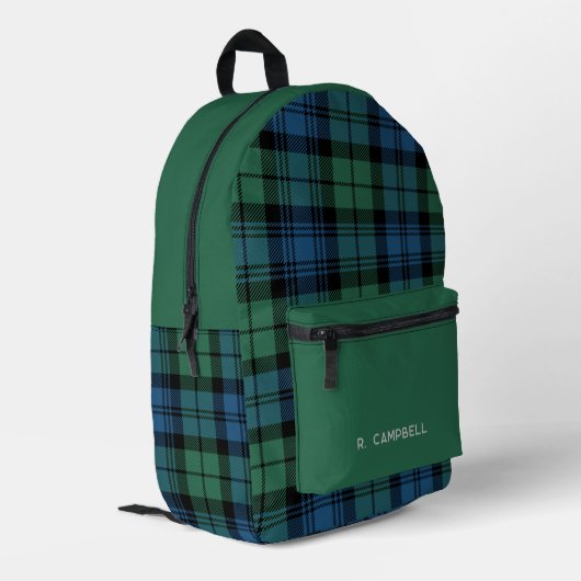 Rustieke Plaid Gepersonaliseerde Campbell Tartan Bedrukte Rugzak (Achterkant Hoek Links)