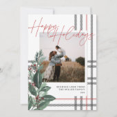 Rustieke Plaid Greenery Familie Kerstmis Feestdagenkaart (Voorkant)