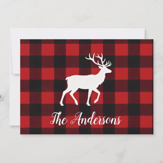 Rustieke Plaid Hert Persoonlijke Kerstkaart (Voorkant)