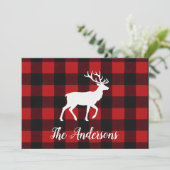 Rustieke Plaid Hert Persoonlijke Kerstkaart (Staand voorkant)