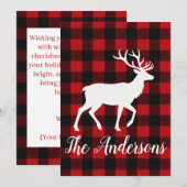 Rustieke Plaid Hert Persoonlijke Kerstkaart (Voorkant / Achterkant)