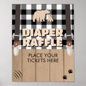 Rustieke Plaid Lumberjack Baby shower Luier Raffle Poster (Voorkant)