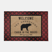 Rustieke Plaid Pattern Beer Welkom Cabin in Bossen Deurmat (Voorkant)