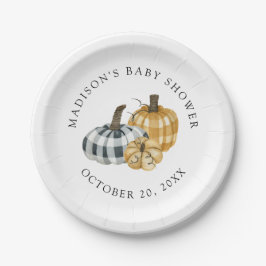 Rustieke Plaid Pompoen Baby Shower Papieren Bordje