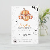 Rustieke Plaid Pompoenen  Pompoen Carving Party Kaart (Staand voorkant)
