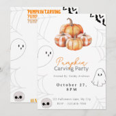 Rustieke Plaid Pompoenen  Pompoen Carving Party Kaart (Voorkant / Achterkant)