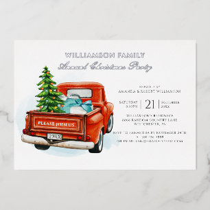 Rustieke Plaid Rode Vrachtwagen Kerstmis Partij Zi Folie Uitnodiging