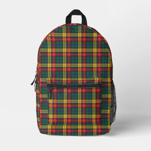 Rustieke Plaid Rood Geel Groen Buchanan Tartan Bedrukte Rugzak (Voorkant)