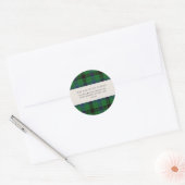 Rustieke Plaid Tartan Groen Aangepast Kerstadres Ronde Sticker (Envelop)