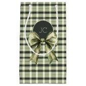 Rustieke Plaid Waterverf Bow Modern Green Monogram Klein Cadeauzakje (Voorkant)