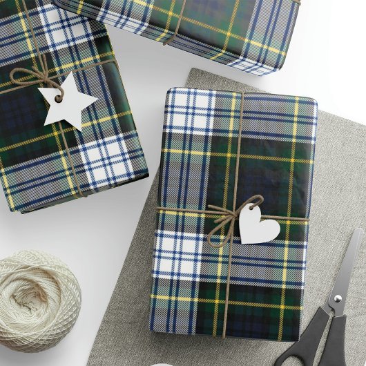 Rustieke Plaid Witte en Groene Clan Gordon Tartan Cadeaupapier