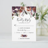 Rustieke Plum Bloemen Voedsel Keuze Trouwen RSVP Kaartje (Staand voorkant)