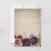 Rustieke Plum Bloemen Voedsel Keuze Trouwen RSVP Kaartje (Achterkant)