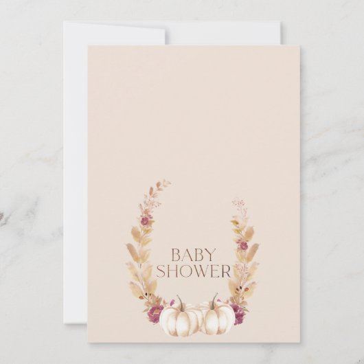 Rustieke Plum Brown Herfst Pompoen thema Baby show Kaart (Achterkant)